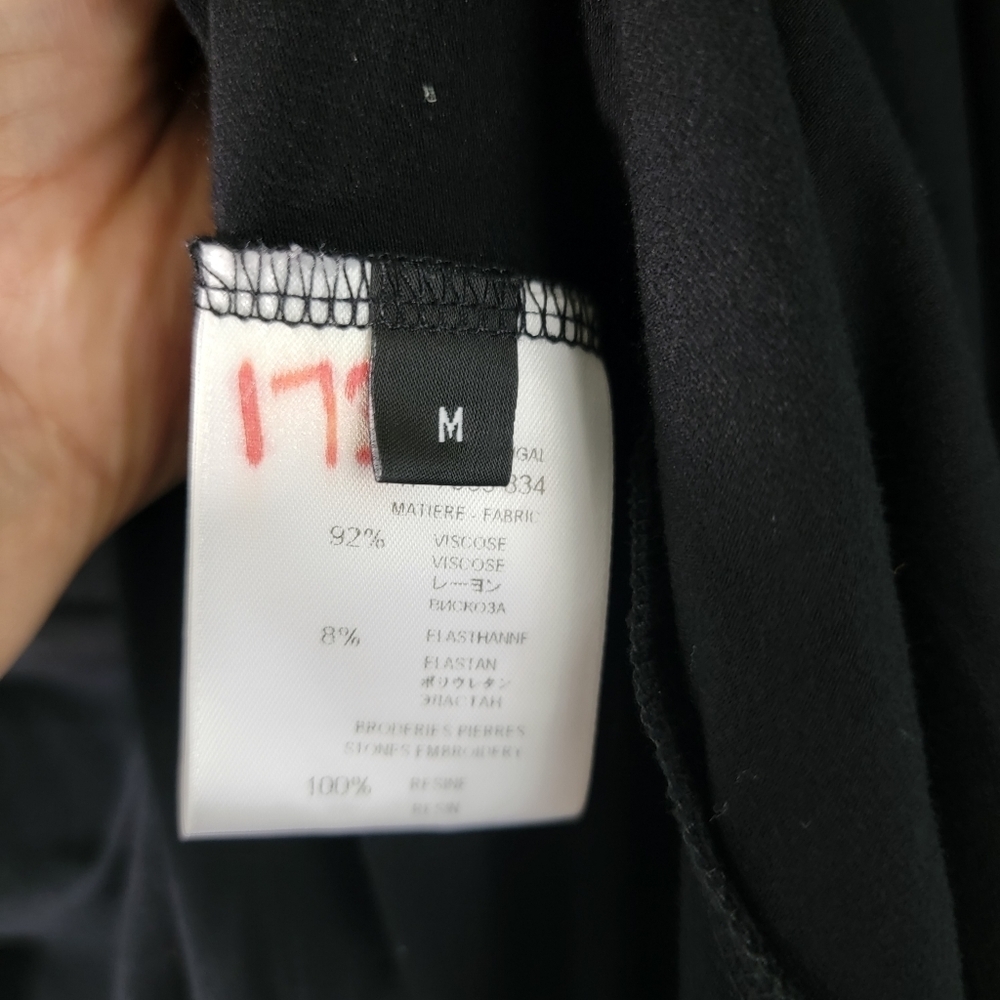 GIVENCHY Black Drape Embellished Top Sz M 3/4 Sleeve Goth Fairy Grunge Luxury - Picture 9 of 12